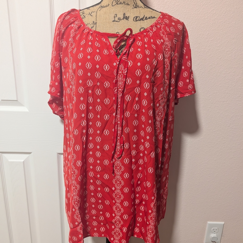 Red Patterned Women's Top